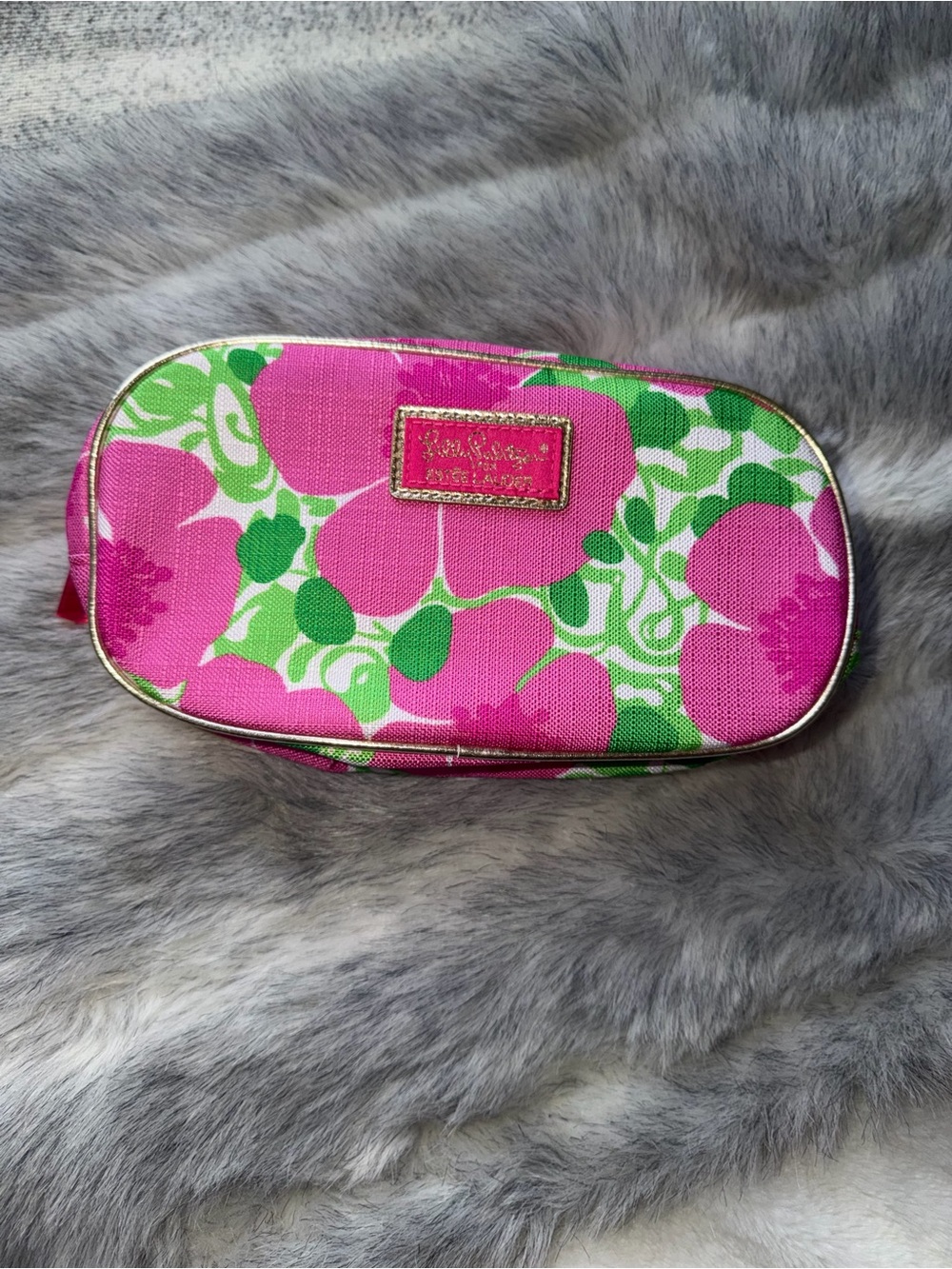 Lily Pulitzer x Estée Lauder Bright Pink and Green Floral Cosmetic Pouch NWOT